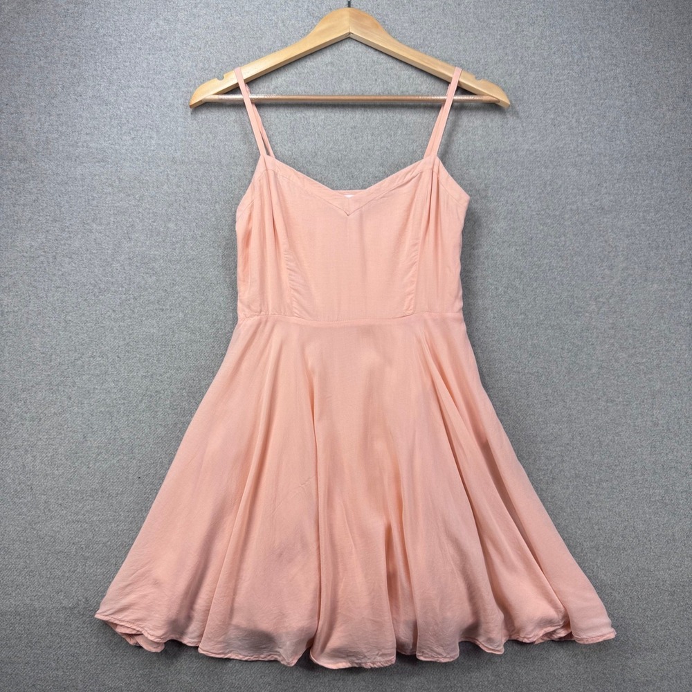 Talula Mini Dress Womens 2 Peach Rayon Fit Flare V-Neck Summer Coquette